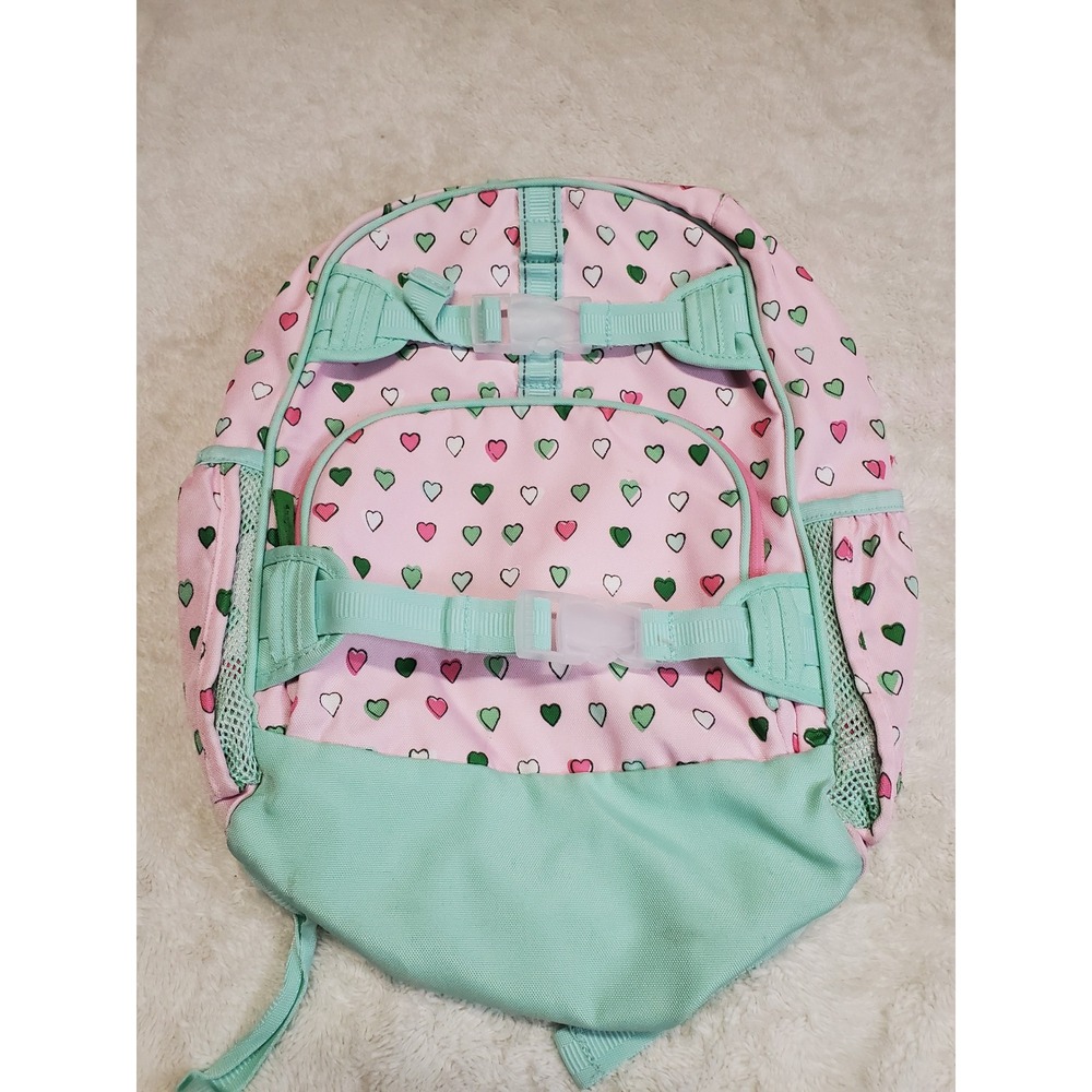 Pottery Barn Kids Roller Rabbit Pink Mint Hearts Backpack Lunch Bag Sack School - Picture 2 of 15